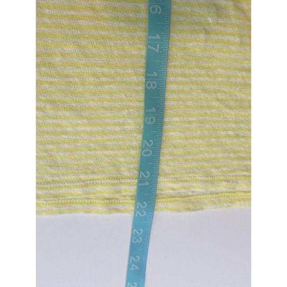 Chicos Womens Yellow Striped Linen Drop Shoulder Tunic Top Size 2 Large - Picture 10 of 10